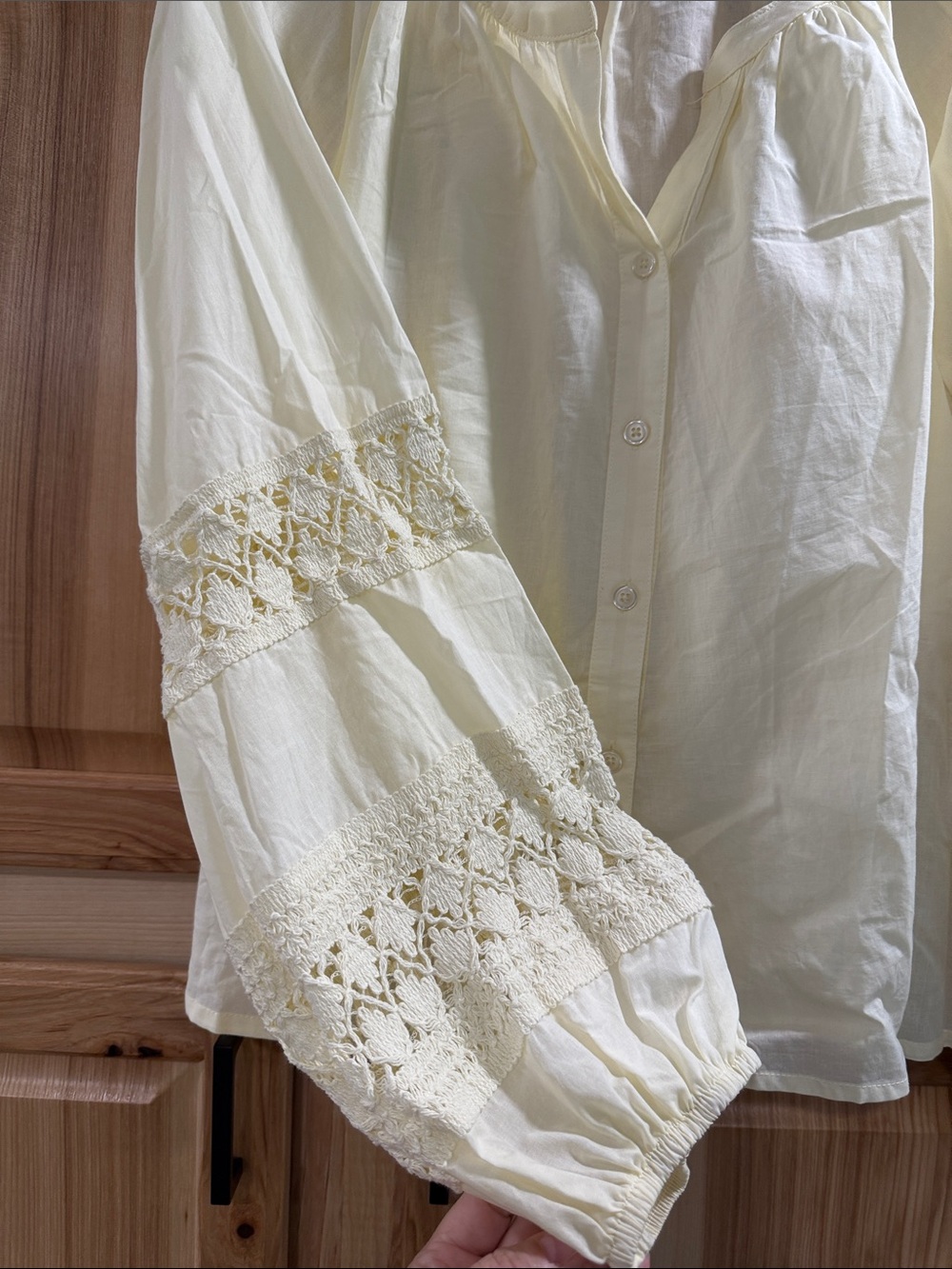 New! Wallflower XXL Cotton Pale Yellow Eyelet Button-Front Cottagecore Blouse